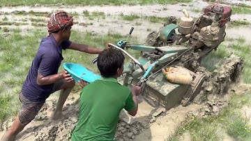 Power Tiller stuck In Mud || Mini Tractor Accident and Stuck In Mud Water || Vision Moja