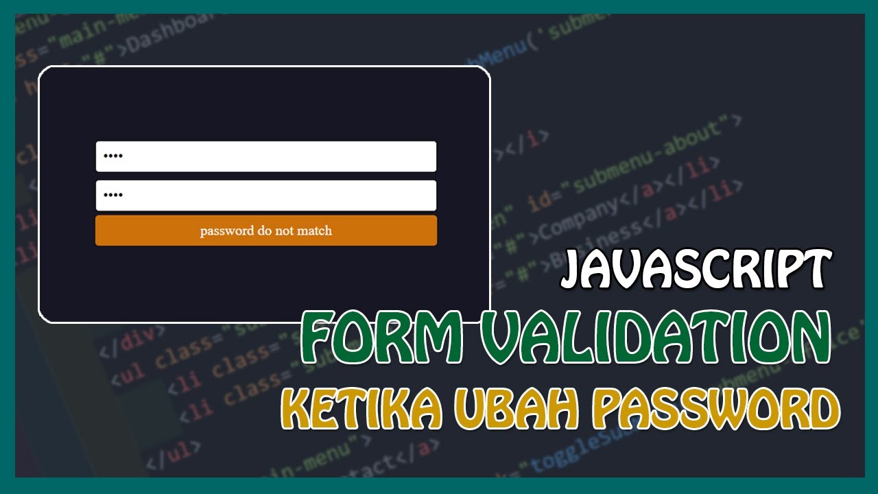 Javascript PASSWORD VALIDATION : Client Side Form Validation - YouTube