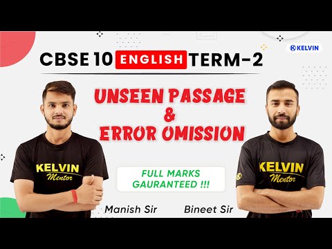 Unseen Passage & Error Omission Class 10 English Term 2 | English Class 10 | Kelvin 9 & 10