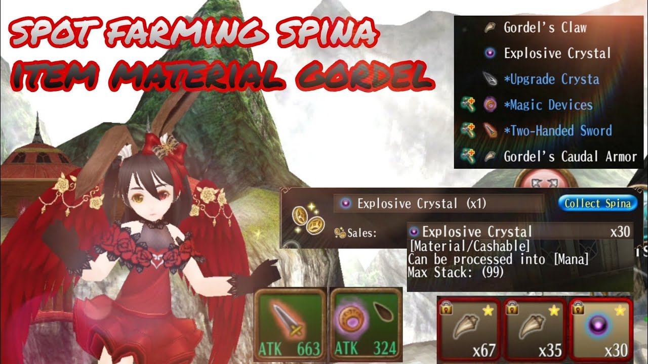 toram online farming spot spina item gordel explosive cristal new