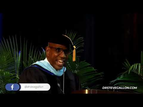 Dr. Steve Gallon III gives a graduation speech at North Miami Beach Senior High School 2022