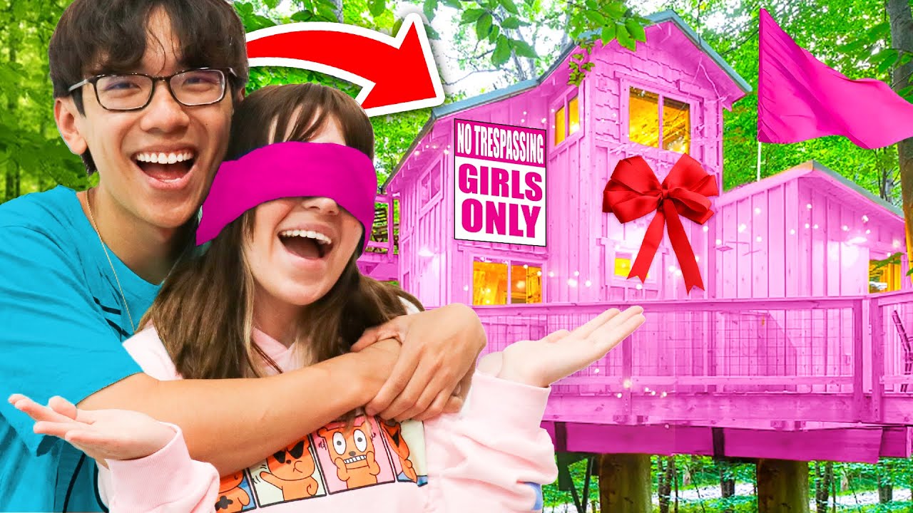 Surprising My Girlfriend With A GIRLS ONLY TREEHOUSE!
