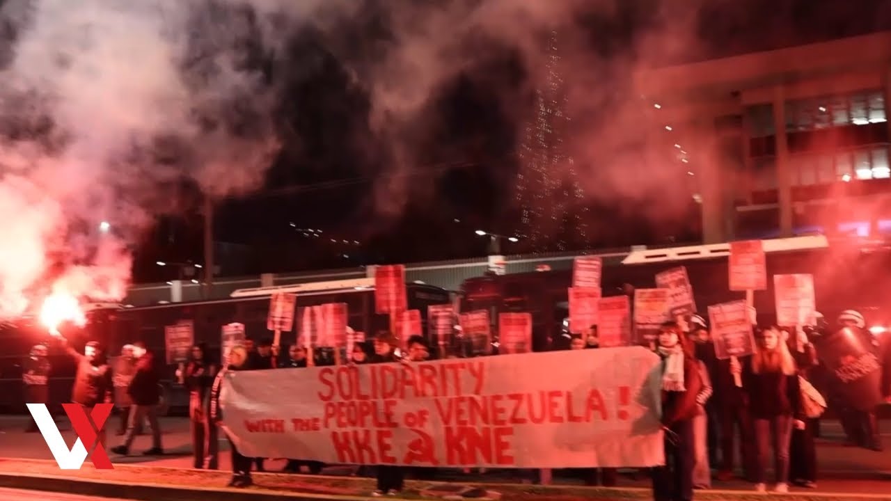 “US Imperialism Has Gone Too Far" Thousands March in Athens To Denounce Maduro's Capture | VERTEX