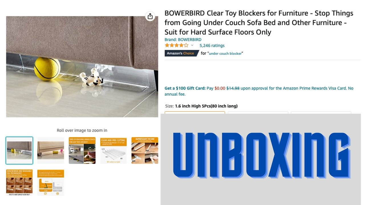 Bowerbird Clear Toy Blockers for Furniture - Stop Things from Going Under Couch Sofa Bed and Other Furniture - Suit for Hard Surface Floors Only