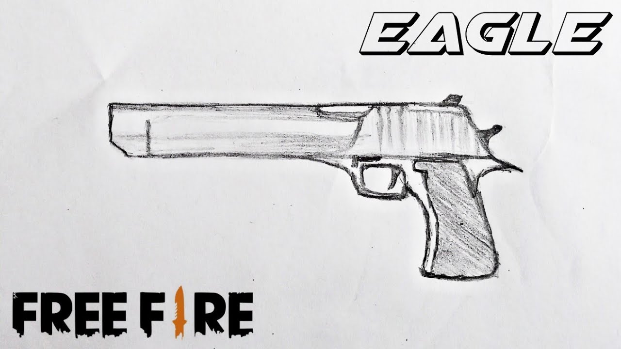 HOW TO DRAW FREE FIRE DESERT EAGLE EASY  - YouTube