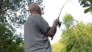 An early morning pond session with a fish on the bank that hits the spot