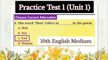 Practice Test 1 | Unit 1 | 10th English Medium | 50 Marks | MCQ | By Jitendra Meher Sir