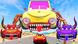 Live Epic Escape From Lightning McQueen Eater Monsters | McQueen VS Lightning McQueen | BeamNGDrive7