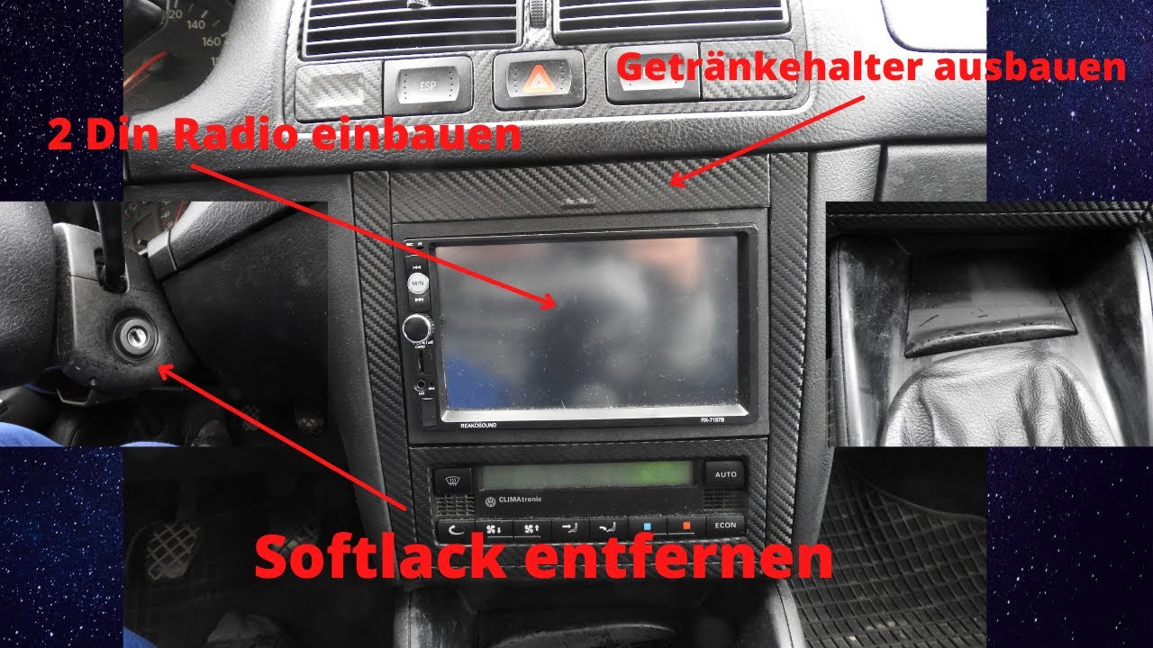 Golf 4 SOFTLACK entfernen/ 2 Din Radio einbauen/ Getränkehalter ausbauen 