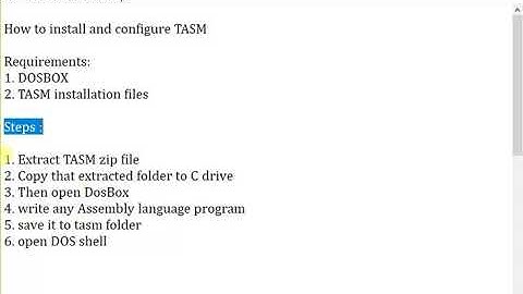 How to configure TASM on Windows 10