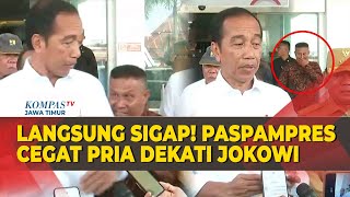 Detik-detik Paspampres Cegat Pria yang Dekati Presiden Jokowi di Kabupaten Konawe