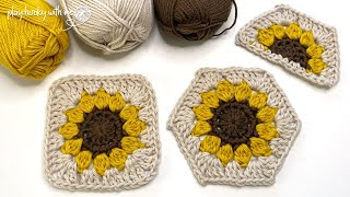 Simple Sunflower Granny Square AND Hexagon 🌻 💛