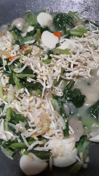 Tumis sayur sawi toge kuah santan