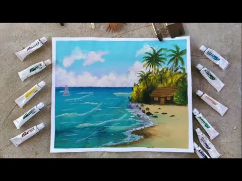 كيفية رسم الشاطئ فيديوا