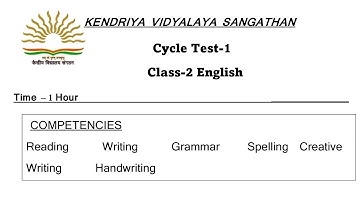 KV Question Paper / Class-2 ENGLISH Cycle Test-1 Question Paper For Kendriya Vidyalaya Students