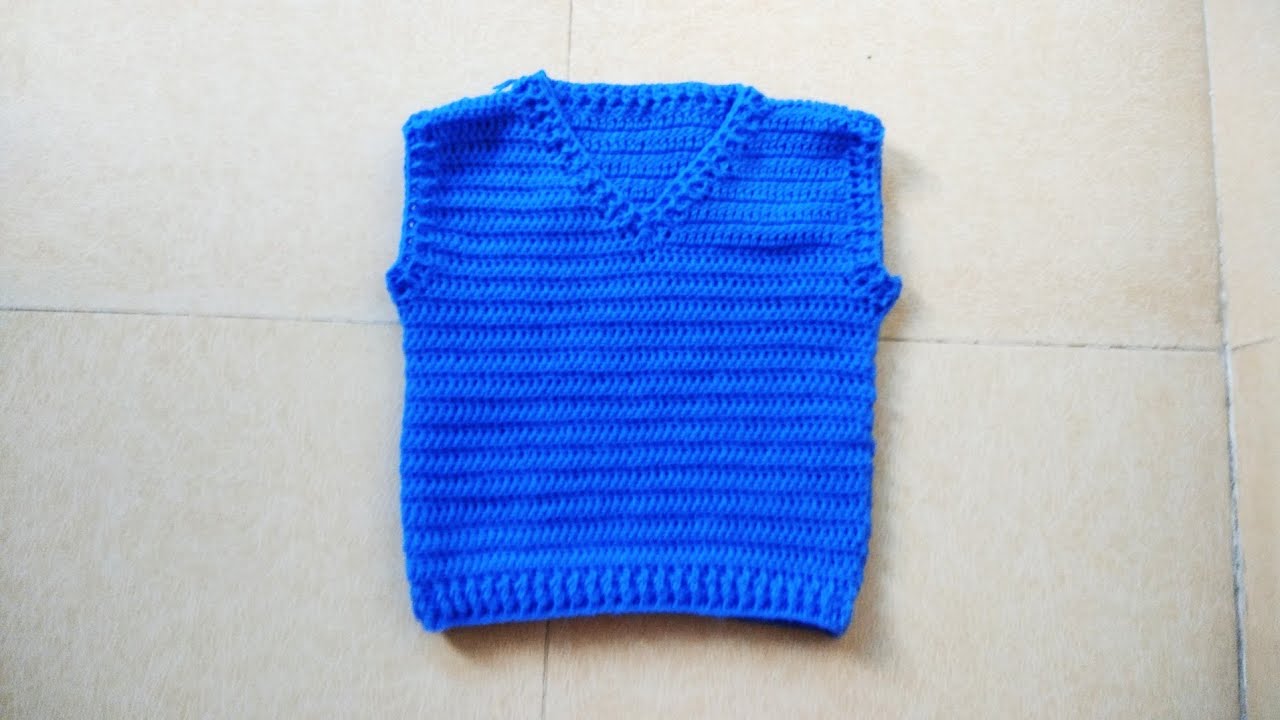 очень простой в вязании крючком полусвитер для детей (от 1 до 12 лет) (есть субтитры)