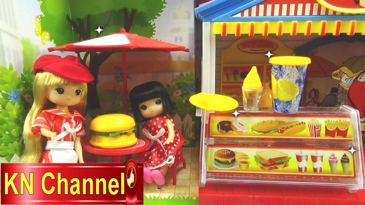 Đồ chơi trẻ em Bé Na review Nhà hàng búp bê chibi Baby Doll Restaurant Fast food Kids toys