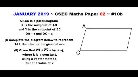 Paper2-CSEC-MATHS#48 ~ Parallelogram & Vectors ~ January 2019 Number 10b