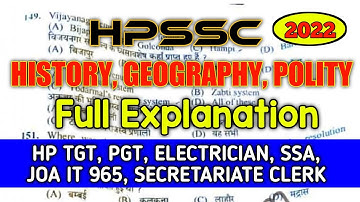 HPSSC HISTORY, GEOGRAPHY, POLITY SECRETARIATE CLERK, TGT, PGT, JOA IT 965
