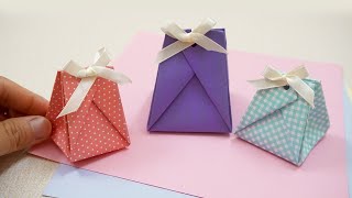 How to fold Origami gift bag from wrapping paper (Traditional) 