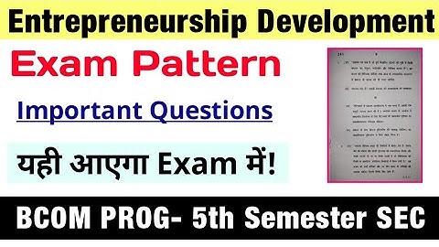 Entrepreneurship Development Exam Pattern Bcom Prog 5th Semester DU SOL Entrepreneurship Development