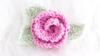Learn How to Make a Crochet Flower (BEGINNER friendly rose and leaf tutorial)
