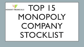 Monopoly Stocks  Top 15 Monopoly Business Stocks  Monopoly Stocks In India  Ep 1 Part 1