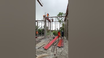 Install formwork for First Slab and Beam #Pouring #construction #excavator #work  #automobile