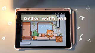 cute bear at coffee shop | draw with me