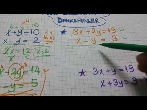 İki bilinmeyenli denklemler ( yok etme metodu ) / Antrenmanlarla matematik 1