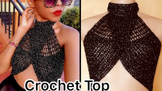 Crochet Halter Neck Top | Fancy Neck Wrap Crop Top
