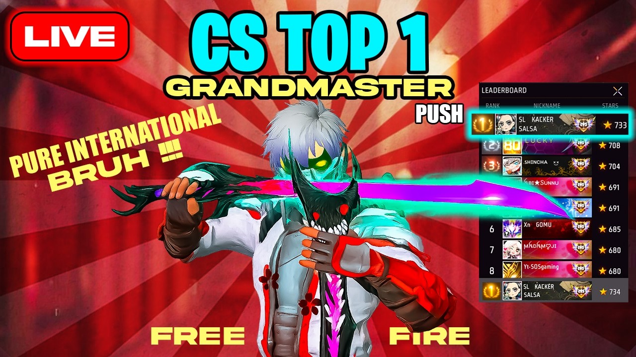 🔴 Free Fire Live - CS TOP 1 GRANDMASTER PUSH - YouTube