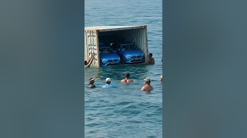 Fishermen at sea discovered a container floating in the water with several modern cars inside. #cars