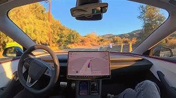 Tesla Self-Driving 14.1.2 Drives to Topanga Lookout