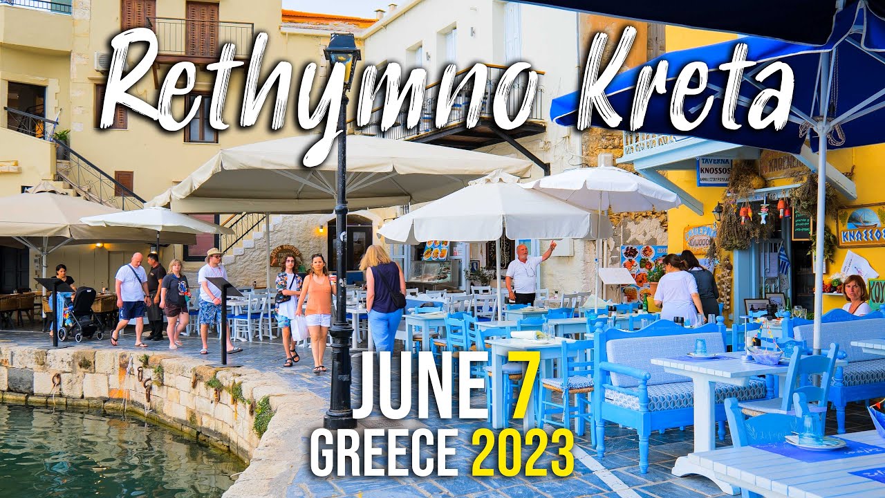 Rethymno Crete, walking tour 4k, Kreta, Greece 2023