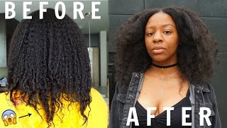 african american damaged hair before and after