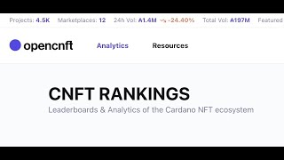 Comment utiliser OPENCNFT.IO pour trouver de nouveaux projets de NFT (NFT sur CARDANO/ADA) à trader
