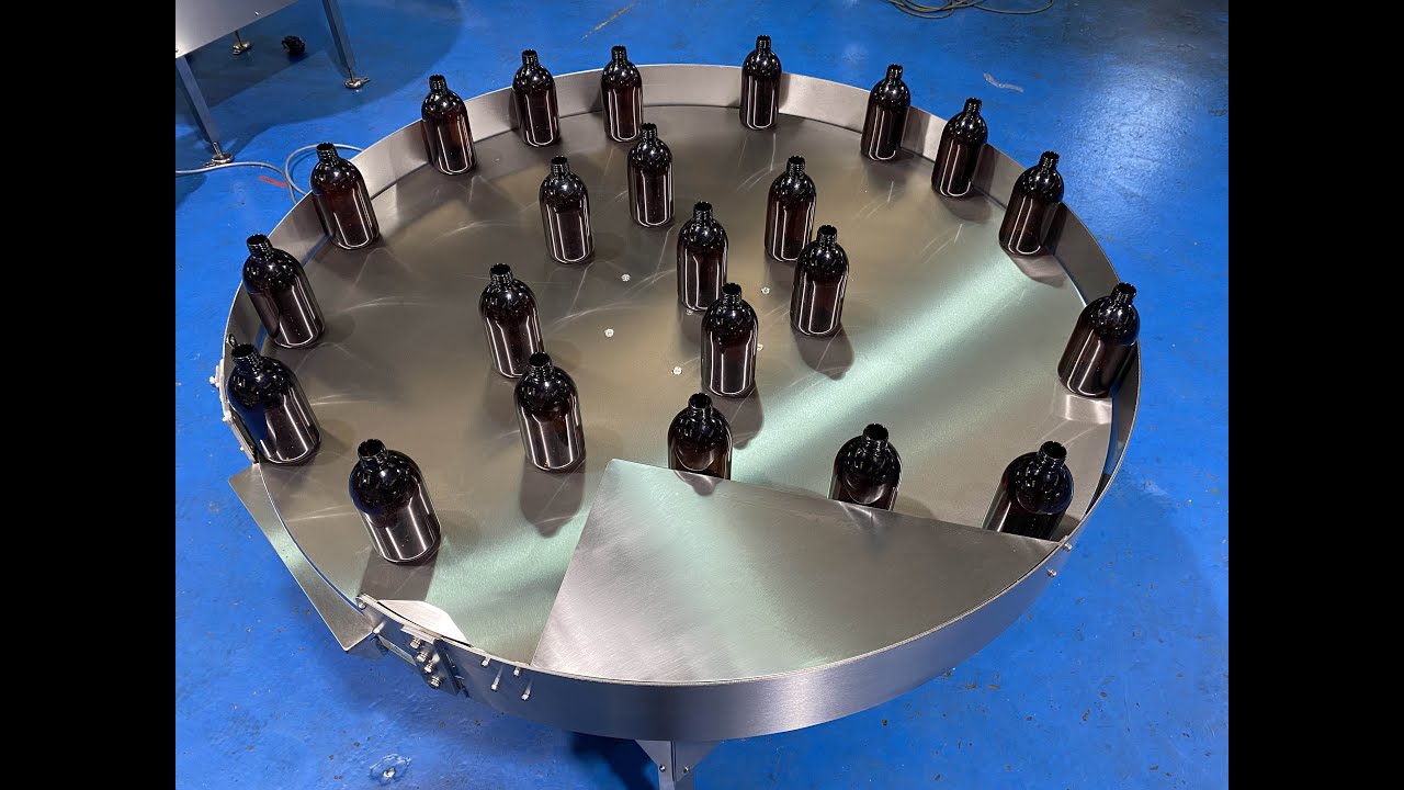 End of Line Accumulation Rotary Table  Handling Glass Bottles at C Trak Ltd