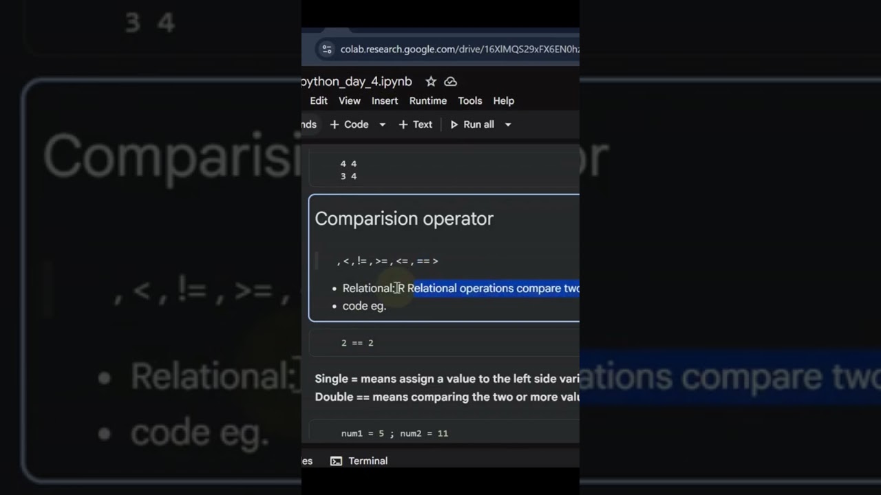 Python Comparison Operators 