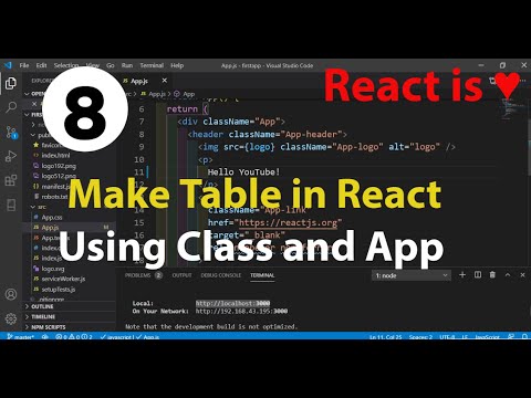 8- Make Table in React using Class and App
