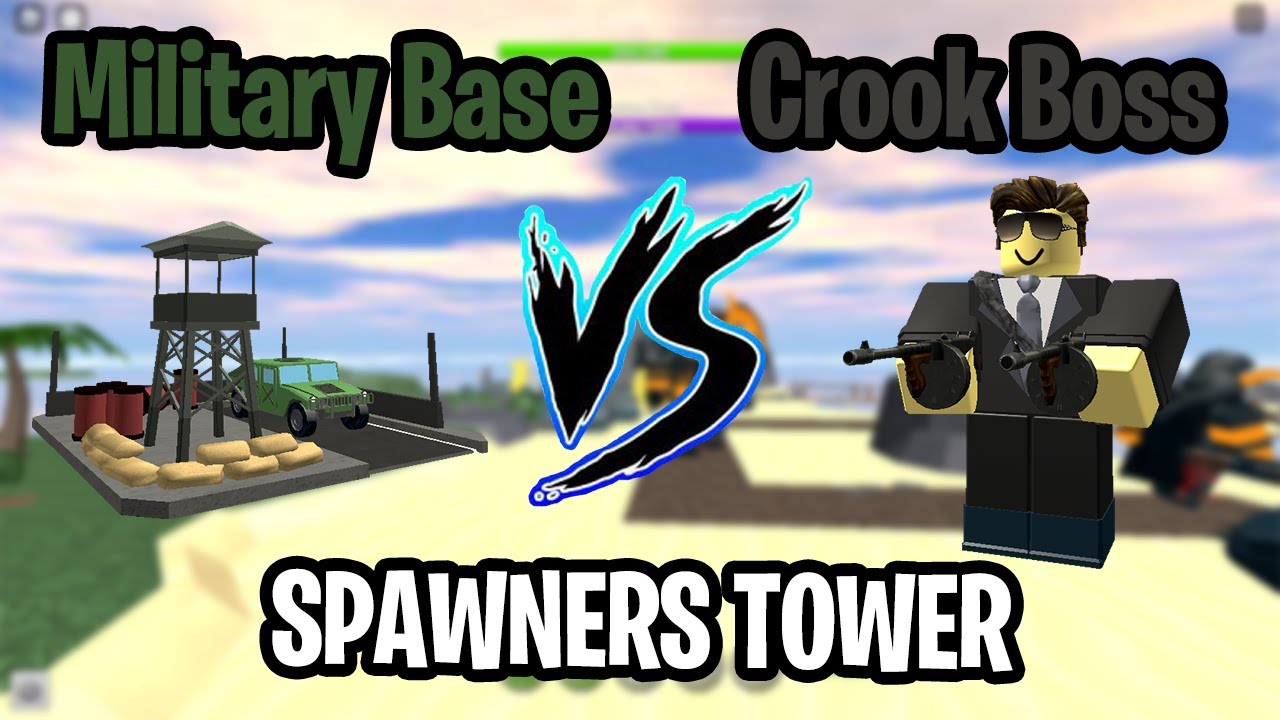 5 Military Base Vs 5 Crook Boss Tower Defense Simulator Roblox Youtube - roblox tds military base