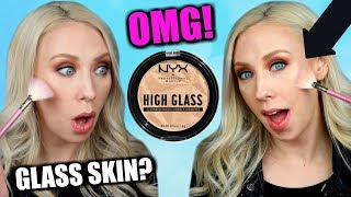 NYX High Glass Highlighter Illuminating Powder Demo, First Impressions, & Review! NYX HIGH GLASS COL