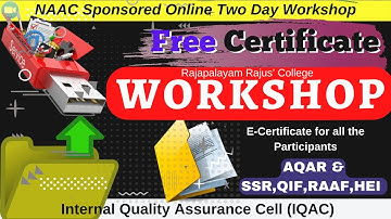 Free National Workshop | NAAC | Data Documentation | inovative Practices | Accreditation Framework