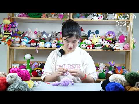Hướng dẫn làm chú mèo ú màu tím treo xe ô tô bằng len - [PART 4] | Nhat Anh Design