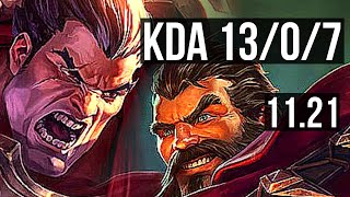 DARIUS vs GRAVES (TOP) | 13/0/7, Legendary, 1.3M mastery | EUW Master | 11.21