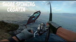 SHORE SPINNING CROATIA ( LONG FIGHT WITH TUNA )