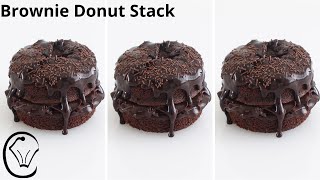 Donut Brownie Stack Baked Serve Warm Or Cold Chocolate Truffle Filling Sauce Chocolate Sprinkles