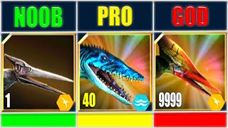 NOOB VS PRO VS GOD | PTERANODON GEN 2 MAX LV 999 | JURASSIC WORLD THE GAME
