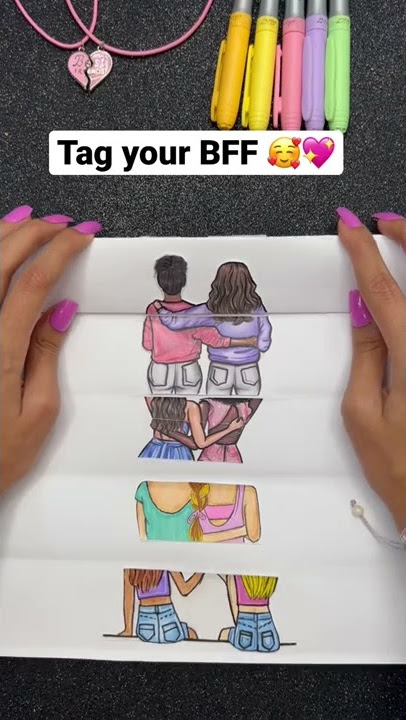 Tag your Best Friend 💖( BFF) 🥰 #shorts #bestfriend #drawing #art #bff #paper