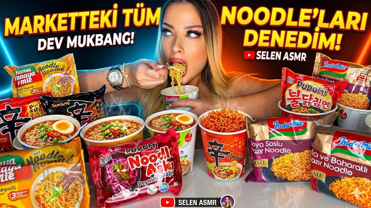 MARKETTEKİ TÜM NOODLE'LARI DENEDİM! 😱 En İyisi Hangisi? (Dudomi, IndoMie,Maya mie) Türkçe ASMR